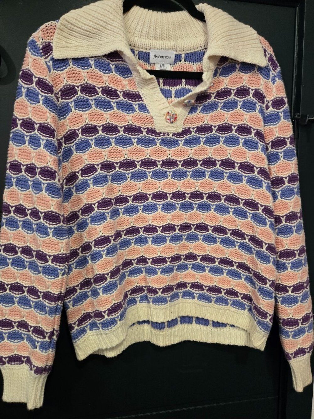 Find me now mermaid polo multicolor buttons XL/XXL Anthropologie euc